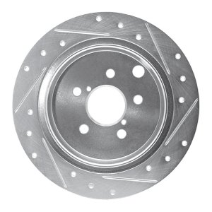 Subaru Crosstrek Brake Rotor (1) - Rear Left - R1 Concepts - Drilled & Slotted - Silver - `12-`23